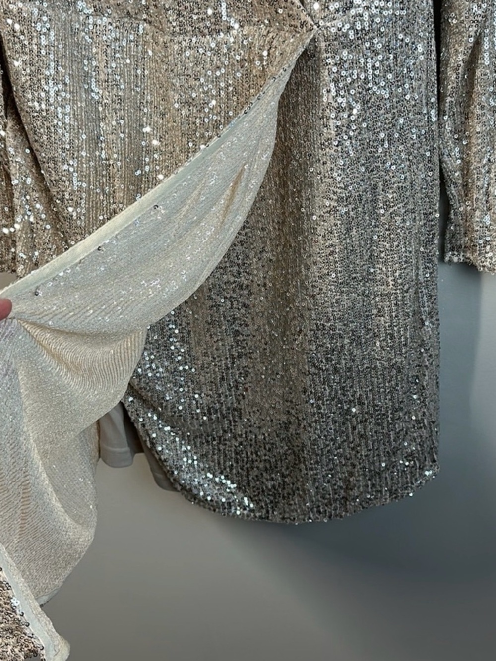 City Chic Champagne Sequin Wrap Dress - Picture 9 of 11
